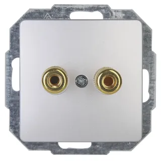 Kopp Paris Lautsprecher-Steckdose, mit Anschluss für 4mm Bananenstecker oder Lautsprecherkabel bis 16mm2, IP20, silber, 921520087