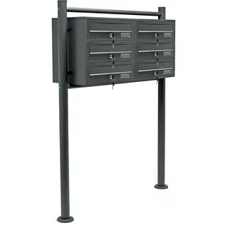 Wiltec 6er Briefkastenanlage Anthrazit inkl. Zeitungsfach