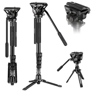 SIRUI AM-MDP02 Video Monopod mit Fluidkopf | 188cm Aluminium Einbeinstativ für DSLR & spiegellose Kameras | Traglast 8kg, Pan-Tilt, Schnellwechselplatte | Ideal für Reise-Vlogging