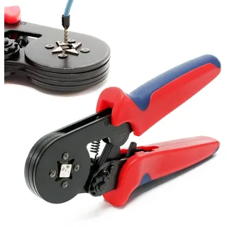 Wiltec Crimpzange für 0,25-6 mm Aderendhülsen, Aderendhülsenzange mit Ratsche, Quetschverbinder Zange für Kabelschuhe, Krimperzange