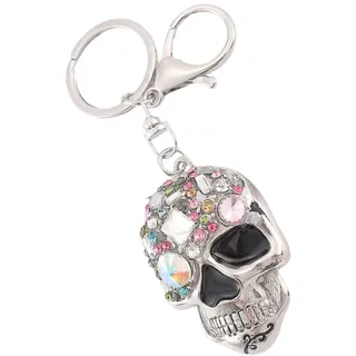 JFangZHZH Halloween-Totenkopf-Schlüsselanhänger,Creative Rhinestone Skull Schlüsselanhänger,Sensenmann Schlüsselbund,Skelettkopf Metallauto,für Halloween,für Damen Damen Mädchen Geschenk