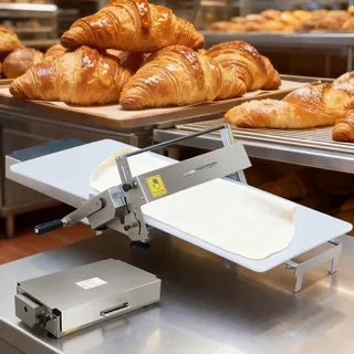 XifeZylith Croissant-Teiglaminator, Gewerbliche Teigwalzenmaschine, Teigausrollmaschine Mit Einstellbarer Dicke Von 0,5–25 Mm, Croissant-Teigmaschine Aus Edelstahl (Laminadora De Masa)