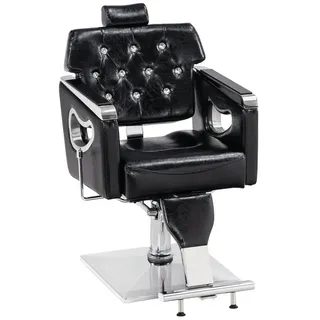 Barberpub Stuhl Barberpub Friseurstuhl mit Hydraulikpumpe Kunstleder, 8132, mit Kopfstütz, Höhenverstellbar, Kippbar schwarz