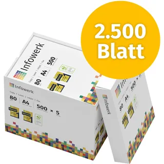 Druckerpapier Kopierpapier 2500 Blatt 5 x 500 A4 80g Premium Hochweiß CIE 160 Testsieger 100% PEFC Umweltzertifikat