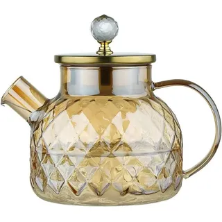 Bluedeer - Karaffe Glaskaraffe Edelstahl Deckel Glas Krug Als Getränkekanne Teekanne, 1l, (1-tlg)