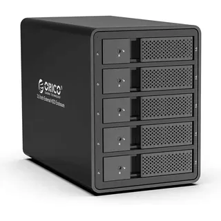 ORICO 5 Bay Festplattengehäuse,USB 3.0 zu SATA Revision 3.0 Externes HDD Gehäuse für 3,5 Zoll HDD/SSD Festplatten,Unterstützt RAID 0/1/5/10, Max 80TB(9558RU3)