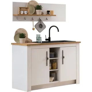 kochstation Pantryküche »KS-Westminster«, Breite 130 cm, ohne E-Geräte, weiß