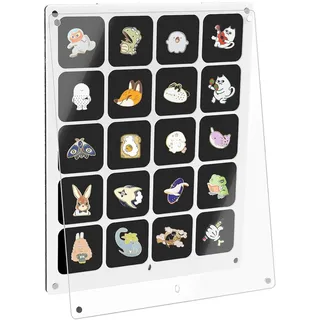 FDDU Sammlung Pin Sammlung Vitrine, 20 Fächer Pin Collection Display Pin, Transparent Pin Collection Display, Mit Transparenter Abdeckung, für Emaille Anstecknadeln, Schmucknadeln, Abzeichen