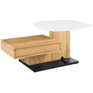 Mid.you Couchtisch, Schwarz, Weiß, Eiche, Metall, Holzwerkstoff, 1 Schublade(n) Schubladen, quadratisch, Sockel, 70x47.5-66.5x110 cm, höhenverstellbar, einfacher Aufbau, Wohnzimmer, Wohnzimmertische, Couchtische, Couchtische höhenverstellbar