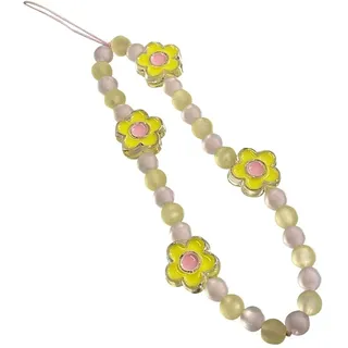 Perlen Telefon Lanyard Blumen Handykette Perlen Telefon Charms Armband Anti-verlorene Kette Handschlaufe Handy Schmuck Geschenk für Frauen, Gelb