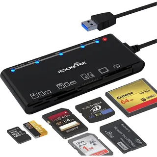 Kartenleser USB 3.0, Rocketek 7-in-1-Speicherkartenleser, USB 3.0 (5 Gbps) Hochgeschwindigkeits-CF/SD/TF/XD/MS/Micro-SD-Kartenlösung All-in-One-Kartenleser für Windows XP/Vista/Mac OS/Linux, etc
