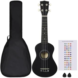 vidaXL Sopran-Ukulele-Set mit Tasche für Kinder Schwarz 21"