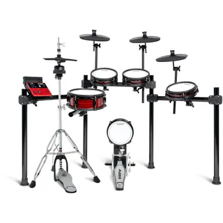 Alesis Nitro Ultimate und Gibraltar Hi-Hat Ständer – Elektronische Schlagzeug mit Dual Zone Mesh Pads, 640 authentischen BFD Sounds und 52 Kits, Bluetooth, Drumeo, USB MIDI, Double Kick kompatibel