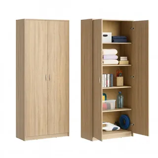 home collective Mehrzweckschrank Sonoma Eiche, Holzwerkstoff, 5 Fächern, 2 Türen, in & | 74x180x35 cm, Waschküche, Mehrzweckschränke