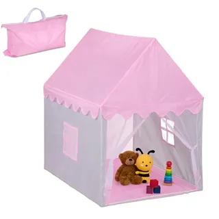Relaxdays Spielzelt Haus rosa/grau
