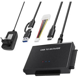 Qusedwey -Adapter USB 3.2 und IDE-Adapter, USB-Festplattenadapter für 2,5- und 3,5-HDD & IDE-HDD, EU-Stecker