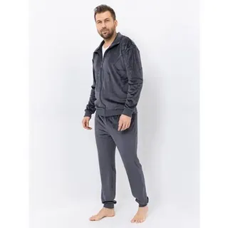 MONT CHALET Herren-Hausanzug uni Mikrofaser Samtfell Stehkragen