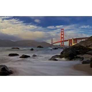 Papermoon Fototapete PAPERMOON "Photo-Art EVGENY VASENEV, GOLDEN GATE BRIDGE", bunt, B:3m L:2,23m, Vlies, Tapeten,
