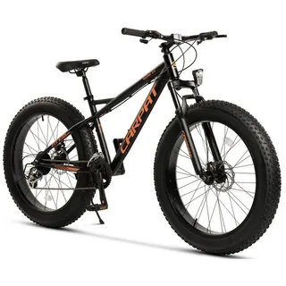 CARPAT SPORT Fatbike 26 Zoll 4.0 Mountainbike MTB für Herren Damen und Jungen, 16 Gang Shimano Altus Schaltwerk, Kettenschaltung, Jugendfahrrad, Hardtail Fahrrad mechanische scheibenbremse schwarz