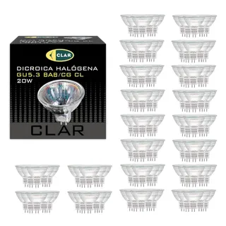 CLAR - Halogen 12V 20W, 12V 20W Halogen, Halogen Leuchtmittel, 12V 20W, 12V 20W Halogen Glühbirne, Halogenlampen, Halogen Spot 12V 20W, Steckbirnen 12V 20W, MR16, GU5.3 Halogen, GU5.3 (Pack 100)