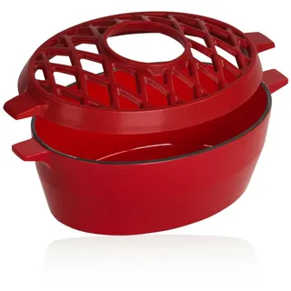 BBQ-Toro Gusseisen Luftbefeuchter emailliert Rot, 2,7 Liter, Gusseisen-Luftbefeuchter, Verdunster - BBQ-Toro