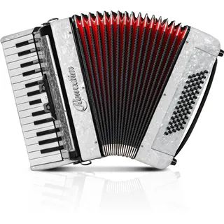 Akkordeon - 30 Tasten 60 Bass Professionelles Keyboard mit Rucksack & Gurt, ideal für Anfänger, Erwachsene, Studenten & Musikliebhaber (Weiß)