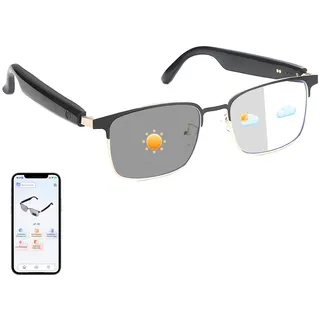 Smart Glasses mit AI-Übersetzer, polarisierte Echtzeit-Übersetzungsbrille, photochrome Linsen mit Simultandolmetschen, Sprachübersetzer für Männer und Frauen, unterstützt über 160 Sprachen (Gold)
