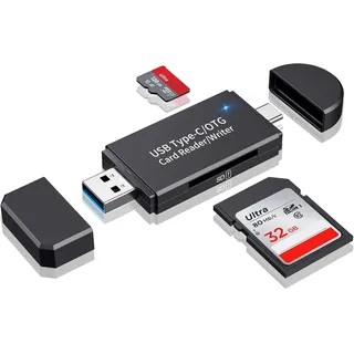 SD Kartenleser, 3.0 Micro SD Card Reader & USB C Kartenlesegerät OTG SD Adapter für SDXC, SDHC, SD MMC, TF RS-MMC Micro SD-Karte und UHS-I-Karten mit Windows Smartphone Computer Laptop usw