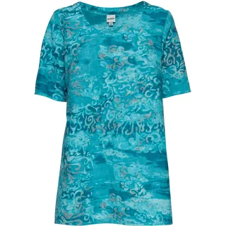 Baumwoll-Mix-Bluse, Druck türkis, 44