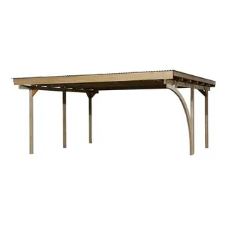 Weka Doppelcarport 616 A 5,00 x 5,00 m braun inkl. Einfahrtsbogen
