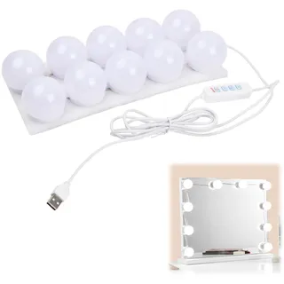 Jinlaili 10 LED Spiegelleuchte 3 Farbe, Hollywood-Stil Dimmbar Schminklicht, Schminktisch Leuchte, Makeup Lampe, Make Up Licht, Schminkleuchte, Spiegellampe für Kosmetikspiegel, Badzimmer Spiegel