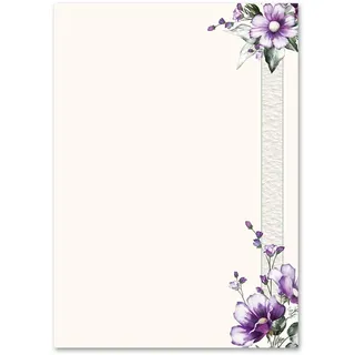 Motivpapier LILA BLUMEN Blumenmotiv - DIN A4 Format 100 Blatt - Blumen & Blüten