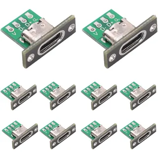 PENGLIN 10 Stück USB C Buchse Replacement Port Lötplatinen Schwarz PCB | USB Type C Breakout Board,USB C Reparatur Buchse Lötbar,TYP C zum Löten Platine