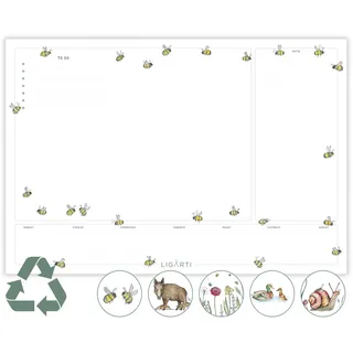 Ligarti Schreibtischunterlage Papier (100% nachhaltig) A3+ Wochenplaner Block mit To Do Liste und wechselnden Motiven - Weekly Planner undatiert, Schreibtisch Unterlage (Waldwiese)
