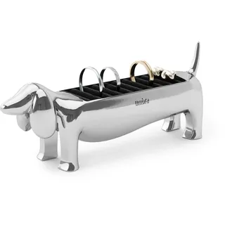 Umbra Dachsie Ringhalter, Moderner Ringhalter in Form eines Dackels für 9 Ringe, Chrom