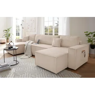 OTTO home Wohnlandschaft CASSI L-Form, 311cm - OTTO. Verlässliche Qualität., Schlaffunktion (133/200), Bettkasten, Cord, Unser Tiefpreis beige