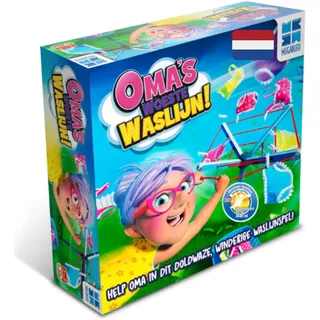 Megableu - Oma's WOESTE WASLIJN – Hilarisch Actiespel voor Kinderen Vanaf 4 Jaar – Spannend Dobbelspel met Verrassende Tornado’s – Perfect voor het Hele Gezin – 2 tot 4 Spelers - 10 Min - NL-versie