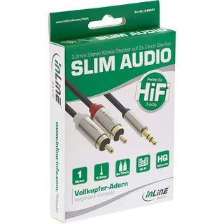 InLine Audio Kabel 3,5mm Klinken-Stecker - 2x Cinch-Stecker 1,0m (S-99241)