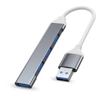 USB Hub 3.0 Splitter 4 in 1 Mit 1 USB 3.0 und 3 USB 2.0-Anschlüssen - Kompatibel Mit MacBook Pro, Windows Laptops und Anderen Geräten - Grau