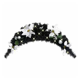 vidaXL Weihnachts-Türbogen 90 cm Schwarz/Silber