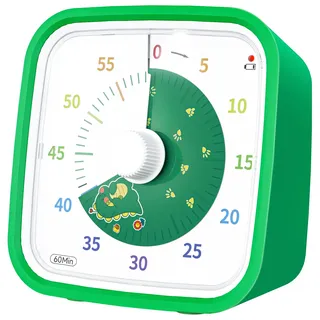 Yunbaoit Visueller Timer mit Schutzhülle, Dinosaurier-timer für Kinder, 60-minuten-countdown-timer Für Kinder und Erwachsene, (grüner Dinosaurier)