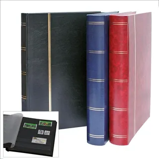 SAFE Schwäbische Albumfab Briefmarkenalbum 64 Seiten schwarz. Einband blau.Format ca. 230 x 305 mm.Luxusausführung.