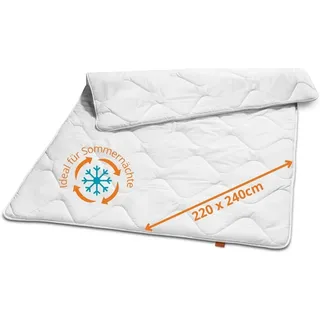 sleepling Ultra leichte Sommerdecke 220x240 cm, atmungsaktiv | ideal für heiße Nächte, Allergiker geeignet, | weiß