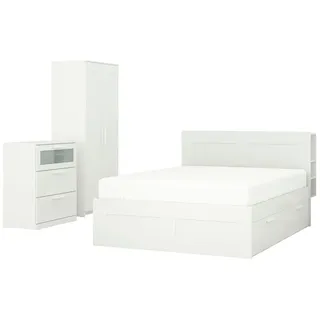 IKEA BRIMNES Schlafzimmermöbel 3er-Set weiß 140x200 cm