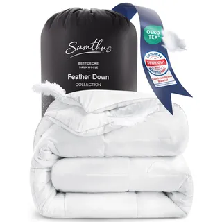 Samthus Feder- und Daunendecke 155x220cm | extra warme Winter Bettdecke | Oeko-Tex, RDS, Downpass zertifizierte Winterdecke aus weichen Federn & Daunen | Federbettdecke Duvet | warme Decke 155x220