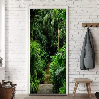 TACOKI Türtapete Selbstklebend Türposter Dschungel Türbekleben Dschungel Türbilder, 3D Effekt Fototapete Türfolie Poster Türaufkleber Wandtattoo Tür Dekoration Stickers 77x200 cm v4843