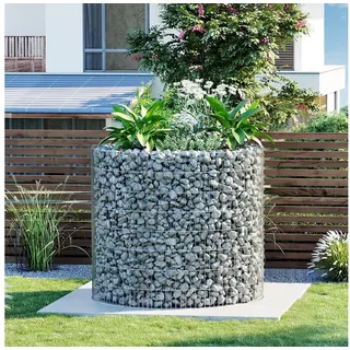 SONGMICS Hochbeet Gabione, rund, Gabionenkorb, 2,5 x 10 cm engmaschiges Gitter, rostfrei, Steinkorb aus Metall, Drahtzaun aus verzinktem Stahl, 90x80 cm(x H) silberfarben 80.00 cm