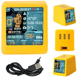 Nerdminer V2 Bitcoin Miner Binghe 1060 KH/s Nerd Miner V2 Intelligentes Display mit ESP32 und Tischuhr Bitcoin Miner BTC Solo Lottery Miner Bitcoin Crypto Lottery Miner Kompatibel mit Nerd Miner v2
