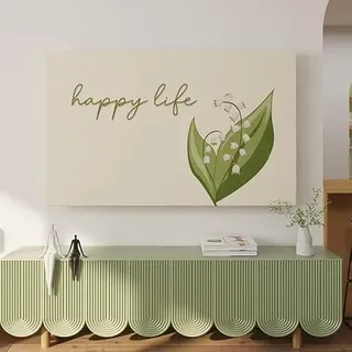 Hiseng TV -Abdeckung Staubschutzhülle, Hülle Bezug Für Fernsehen Schutzhülle Hängend/Desktop Universal Stoff Tv Hülle Anwendbar 42-100 Zoll Flacher Fernseher (55-60 Zoll,Maiglöckchen)