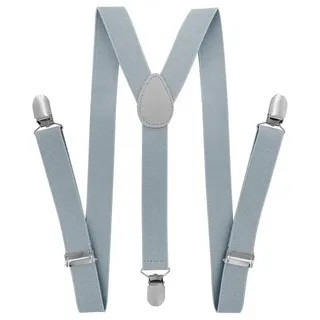 axy Kinder/Jungen Hosenträger-Y Form breit 2,5 cm mit 3 Starken Clips, kombinierbar mit Fliege - Uni Farben HTK25-1 (für Jungen (7-12 Jahre alt), Grau) - für Jungen (7 - 12 Jahre alt)